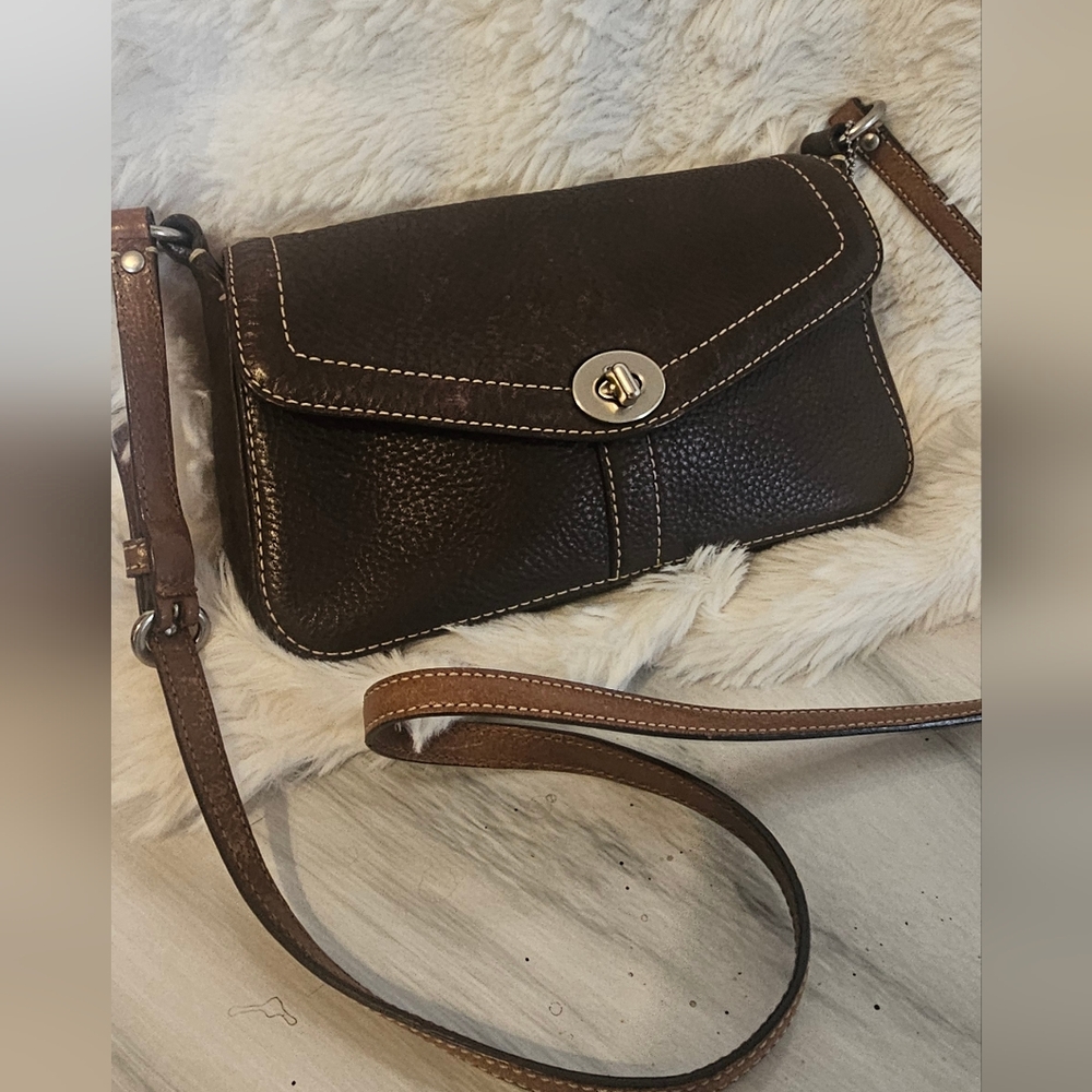 Coach Brown Leather Crossbody Bag with Tan Strap